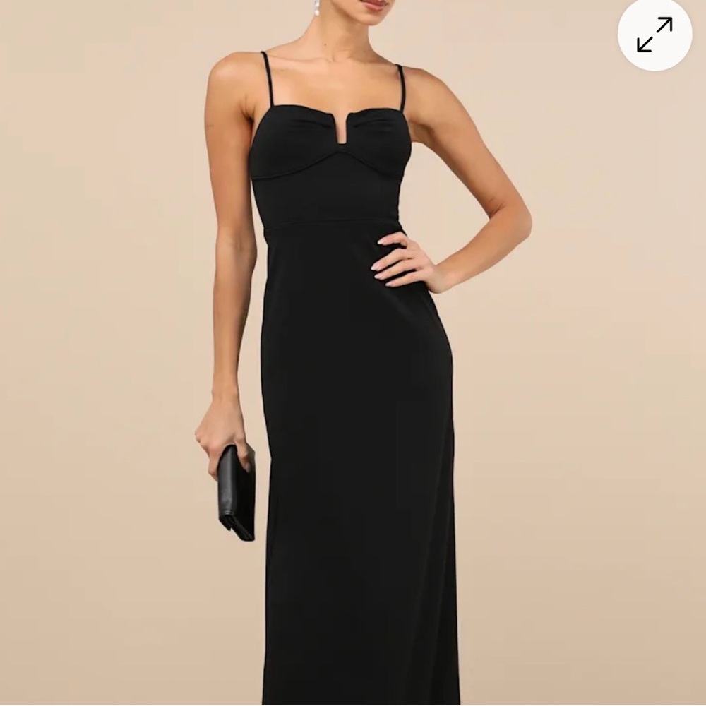 Lulu's Classic Black Column Maxi Dress Designer Women’s size Small - Picture 6 of 14